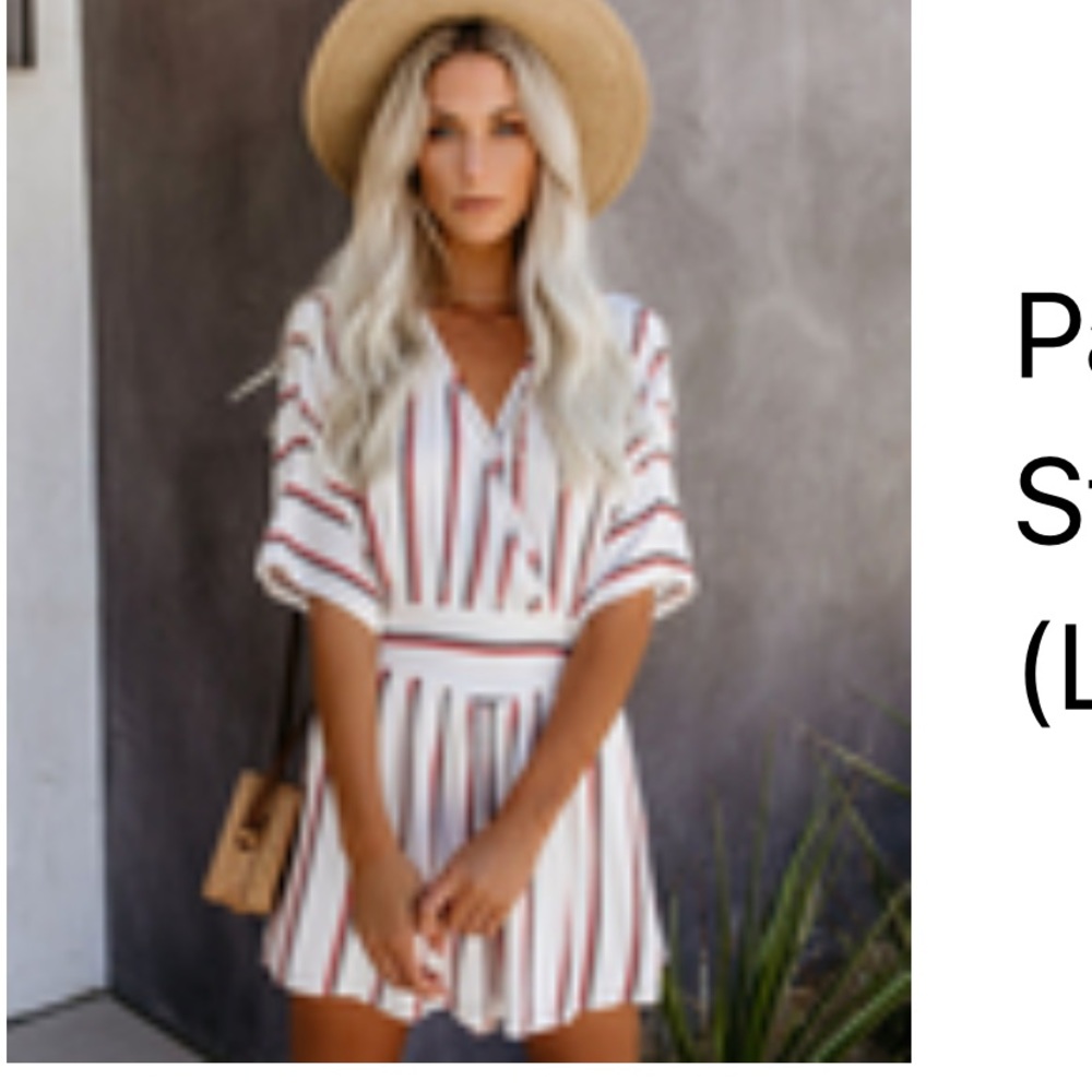Fun striped romper with elastic waist